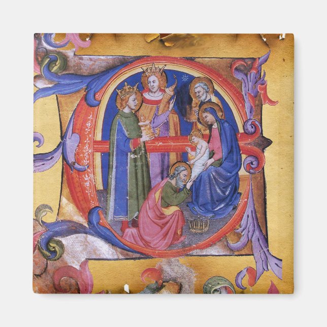 ADORATION OF MAGI NATIVITY CHRISTMAS PARCHMENT MAGNET (Front)