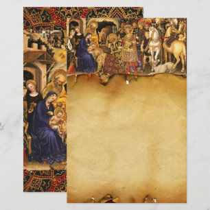 ADORATION OF MAGI ,Nativity Christmas Parchment Stationery