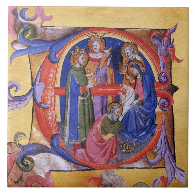 ADORATION OF MAGI NATIVITY CHRISTMAS PARCHMENT TILE (Front)