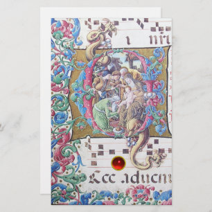 ADORATION OF MAGI , NATIVITY MONOGRAM WITH DOLPHIN STATIONERY