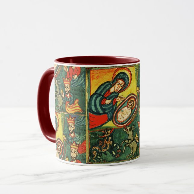 ADORATION OF MAGI ,PRIMITIVE NATIVITY Christmas  Mug (Front Left)