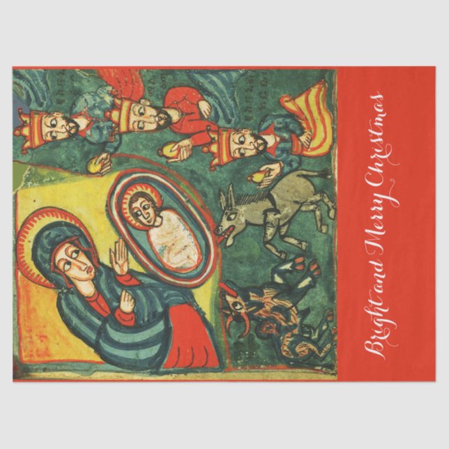 ADORATION OF MAGI ,PRIMITIVE NATIVITY Christmas  Tissue Paper (Front)
