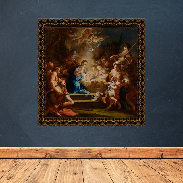 Adoration of Shepherds Sebastiano Conca Christmas Poster (The Adoration of the Shepherds by Sebastiano Conca Vintage Religious Christian Christmas Poster)