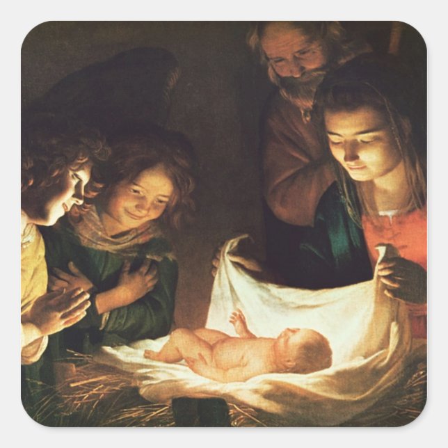 Adoration of the baby, c.1620 square sticker (Front)