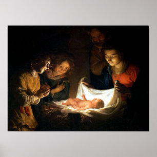 Adoration of the Child Jesus - Honthorst Poster