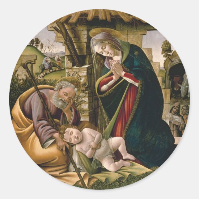 Adoration of the Christ Child Classic Round Sticker (Front)