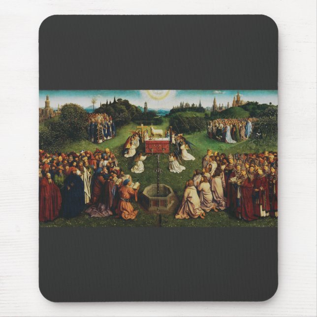 Adoration of the Lamb by Jan van Eyck Mouse Mat (Front)