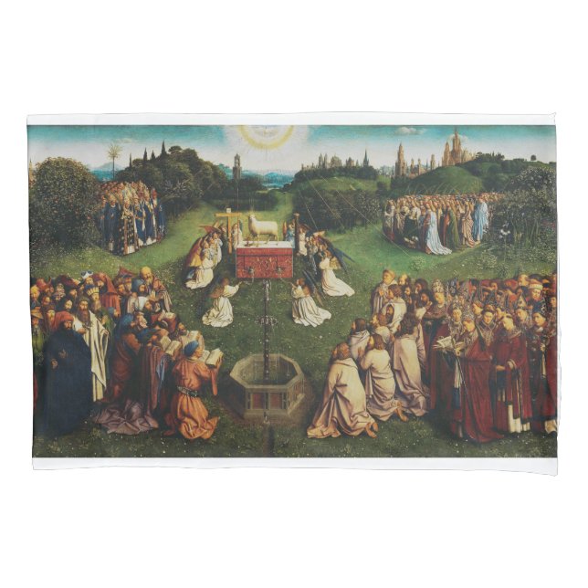 Adoration of the Lamb by Jan van Eyck Pillowcase (Front)