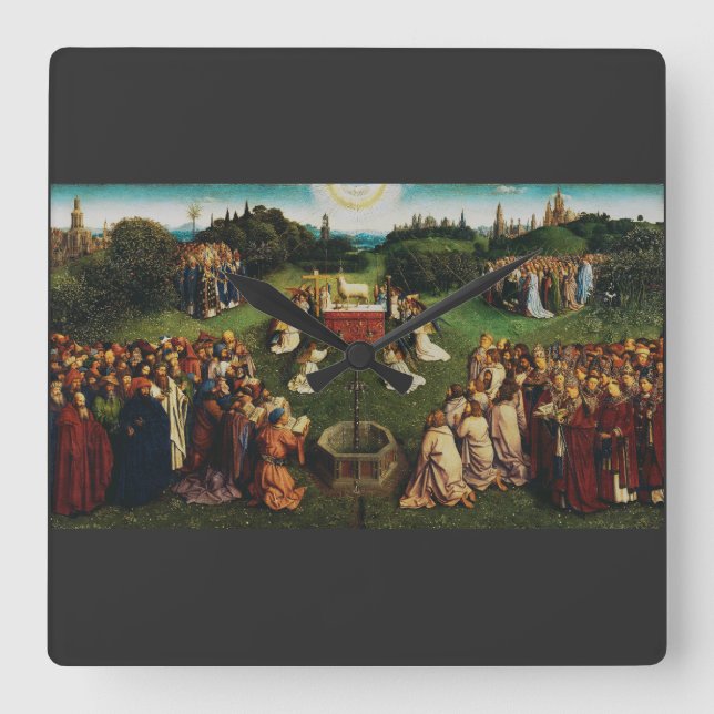 Adoration of the Lamb by Jan van Eyck Square Wall Clock (Front)