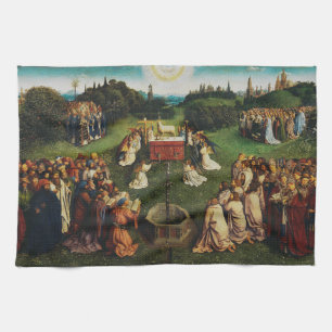 Adoration of the Lamb by Jan van Eyck Tea Towel