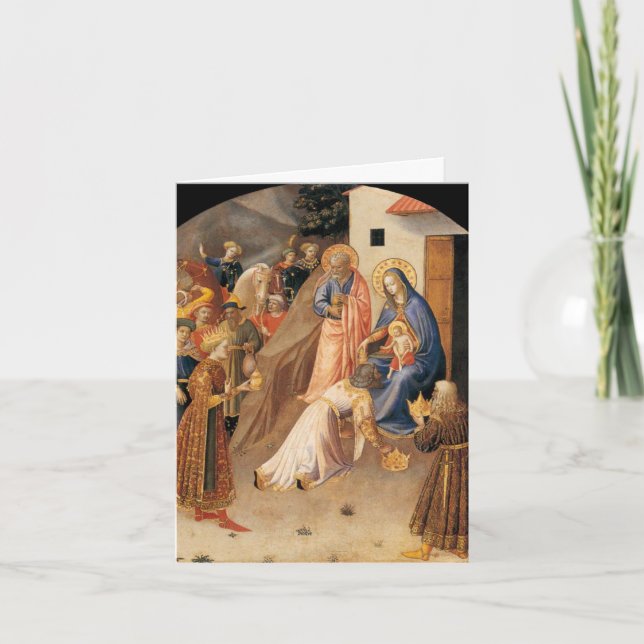Adoration of the Magi by Fra Angelico 1423 Holiday Card (Front)