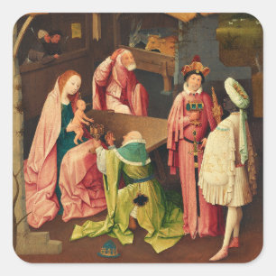 Adoration of the Magi by Hieronymus Bosch Square Sticker