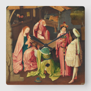 Adoration of the Magi by Hieronymus Bosch Square Wall Clock