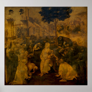 Adoration of the Magi by Leonardo da Vinci (Large) Poster