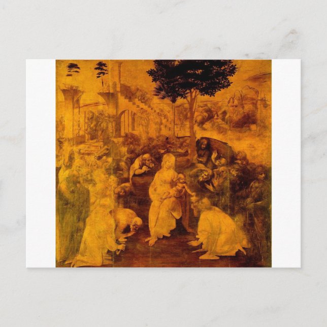 Adoration of the Magi by Leonardo Da Vinci Postcard (Front)