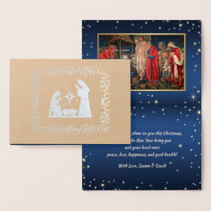 Adoration of the Magi. Christmas Luxury Real   Foi Foil Card
