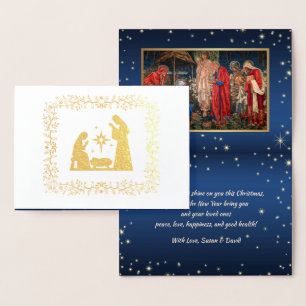 Adoration of the Magi. Christmas Luxury Real   Foi Foil Card