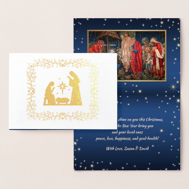 Adoration of the Magi. Christmas Luxury Real   Foi Foil Card (Display)