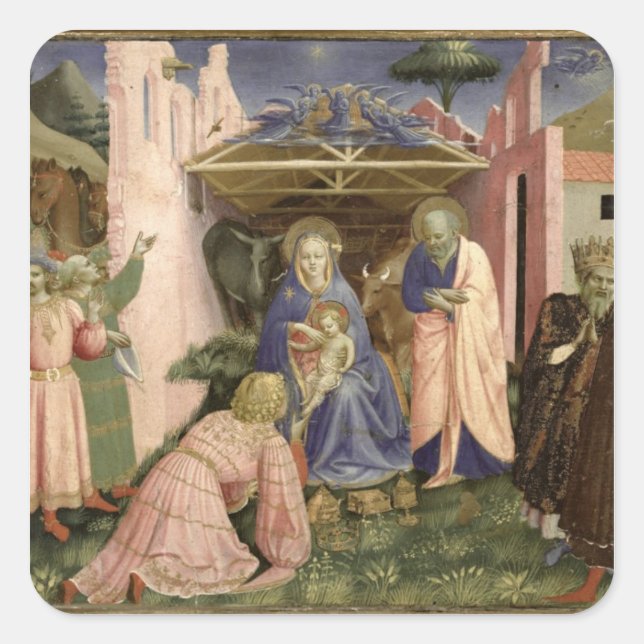Adoration of the Magi, from the predella Square Sticker (Front)