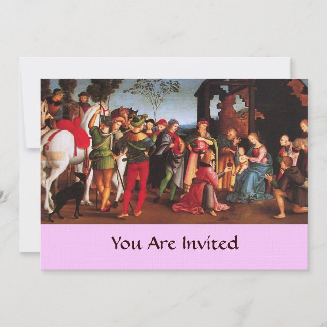 ADORATION OF THE MAGI linen Invitation (Front)