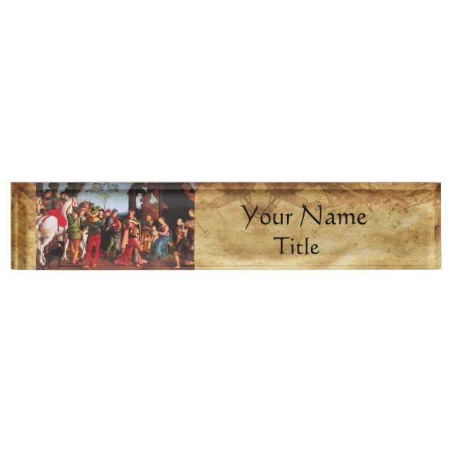 ADORATION OF THE MAGI NATIVITY PARCHMENT NAMEPLATE (Front)