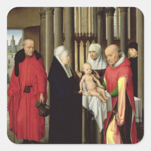 Adoration of the Magi: Right wing of triptych Square Sticker