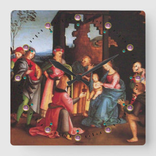 ADORATION OF THE MAGI SQUARE WALL CLOCK