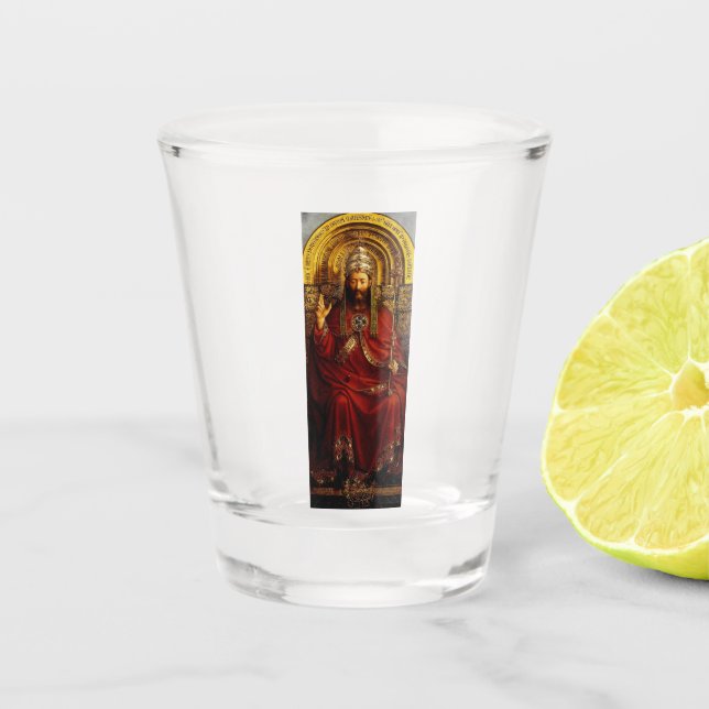 Adoration of the Mystic Lamb by Jan van Eyck Shot Glass (Front)