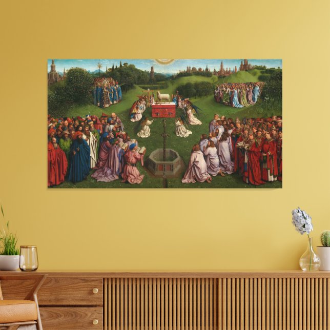 Adoration of the Mystic Lamb, The Ghent Altarpiece Canvas Print (Insitu(LivingRoom))