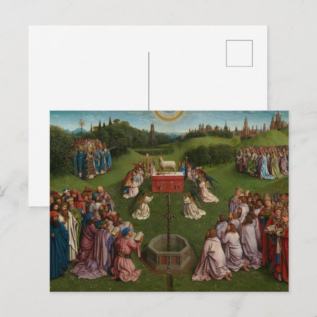 Adoration of the Mystic Lamb, The Ghent Altarpiece Invitation Postcard (Front/Back)