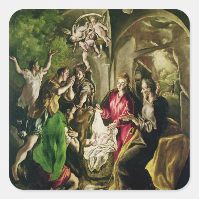 Adoration of the Shepherds, 1603-05 Square Sticker (Front)