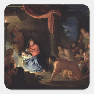 Adoration of the Shepherds, 1689 Square Sticker