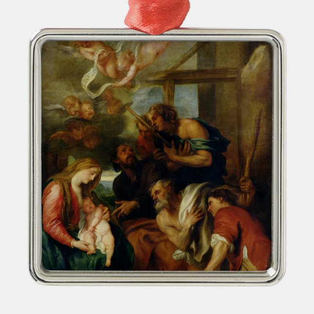 Adoration of the Shepherds 2 Metal Tree Decoration (Front)