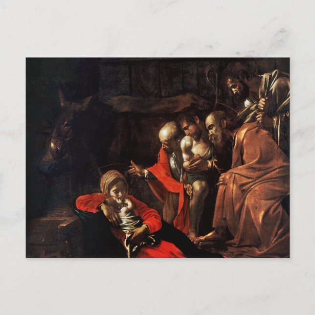 Adoration of the Shepherds by Caravaggio (1609) Postcard (Front)