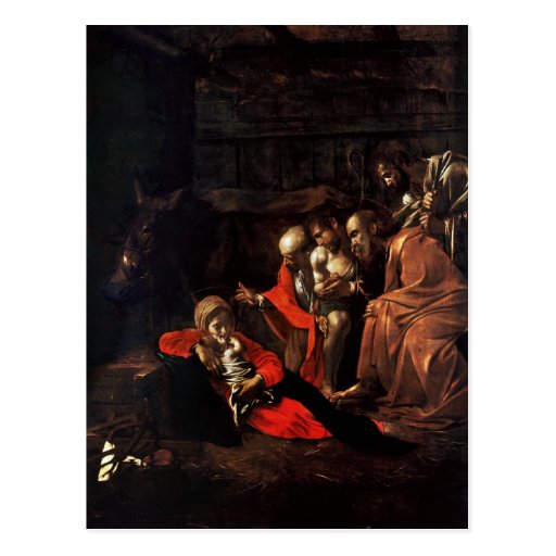 Image of Adoration of the Shepherds by Caravaggio (1609) Postcard