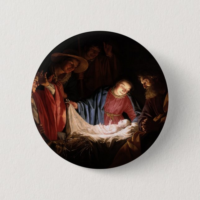 Adoration of the Shepherds by Gerard van Honthorst 6 Cm Round Badge (Front)