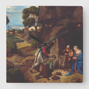 Adoration of the Shepherds by Giorgione Art Square Wall Clock