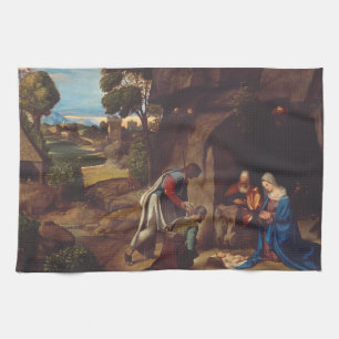 Adoration of the Shepherds by Giorgione Art Tea Towel