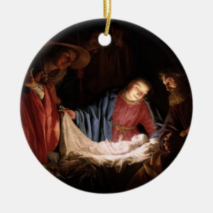 Adoration of the Shepherds by Honthorst Art Ceramic Tree Decoration
