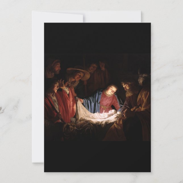 Adoration of the Shepherds by Honthorst Art Invitation (Front)