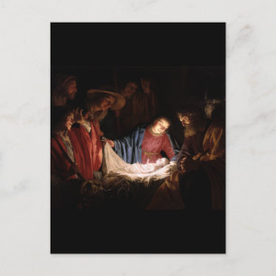 Adoration of the Shepherds by Honthorst Art Postcard