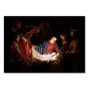 Adoration of the Shepherds by Honthorst Art Table Number