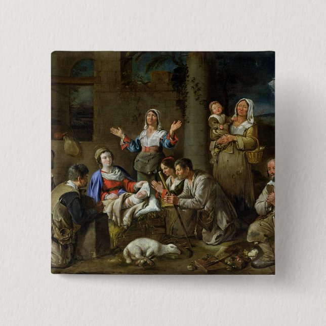 Adoration of the Shepherds, c.1659 15 Cm Square Badge (Front)
