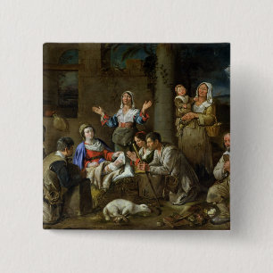 Adoration of the Shepherds, c.1659 15 Cm Square Badge