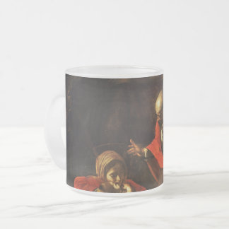 Adoration of the Shepherds (Caravaggio) Frosted Glass Coffee Mug