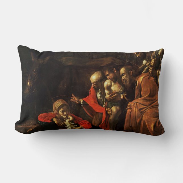 Adoration of the Shepherds (Caravaggio) Lumbar Cushion (Front)