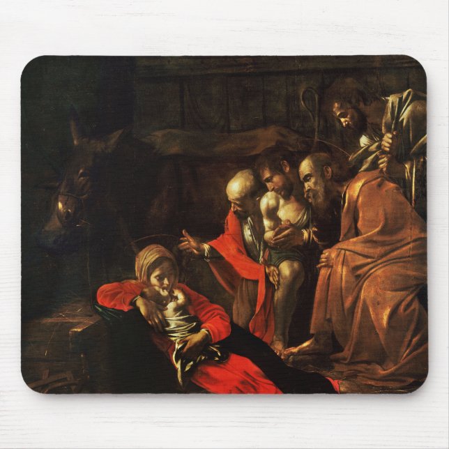 Adoration of the Shepherds (Caravaggio) Mouse Mat (Front)