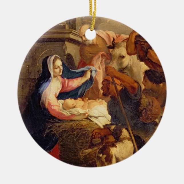 Adoration of the Shepherds Ceramic Tree Decoration (Front)