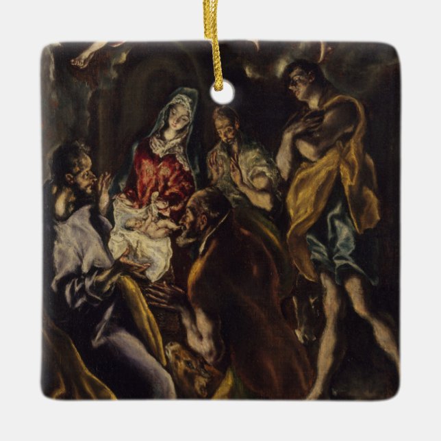 Adoration of the Shepherds Ceramic Tree Decoration (Front)