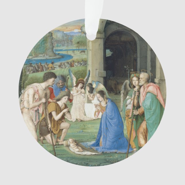 Adoration of the Shepherds, circa 1500 Ornament (Front)